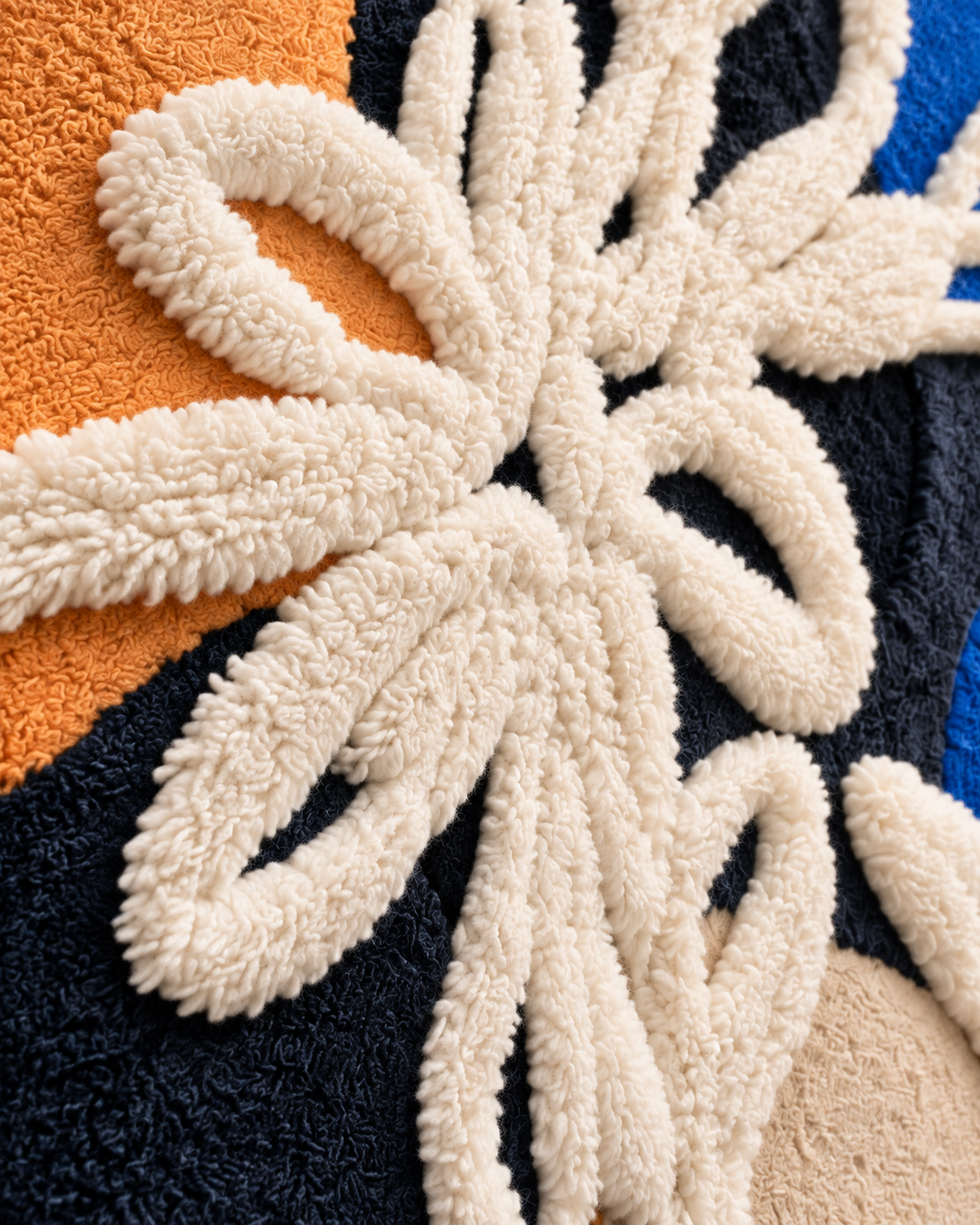 Ivory Petal Overture — tufted wool texture detail