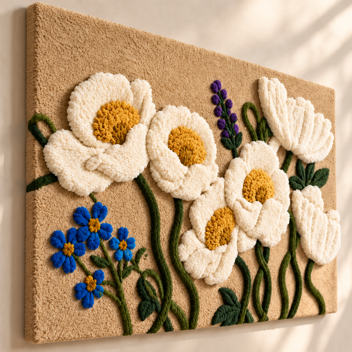 Ivory Poppy Garden by Hewn Earth Studio — angled relief view