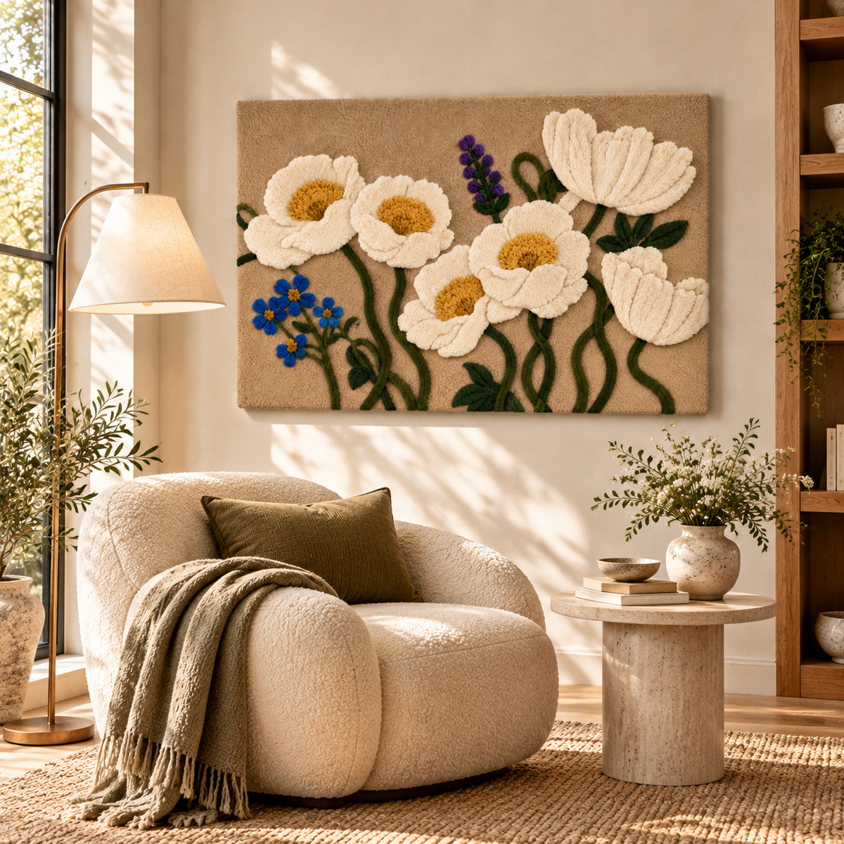 Ivory Poppy Garden by Hewn Earth Studio — room setting