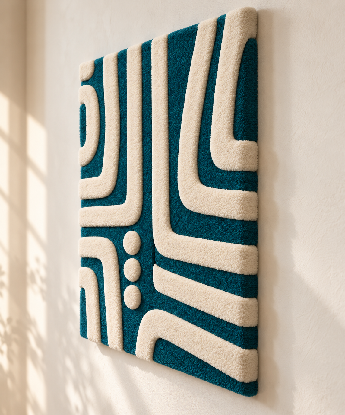 Hewn Earth ivory streamline junction wall art featuring abstract geometric shapes and smooth ivory tones.