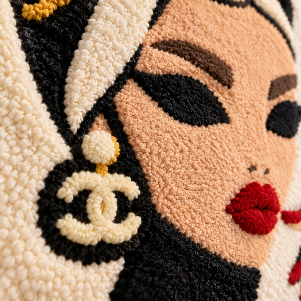 Ivory Wrap Golden Elegance — tufted wool texture detail