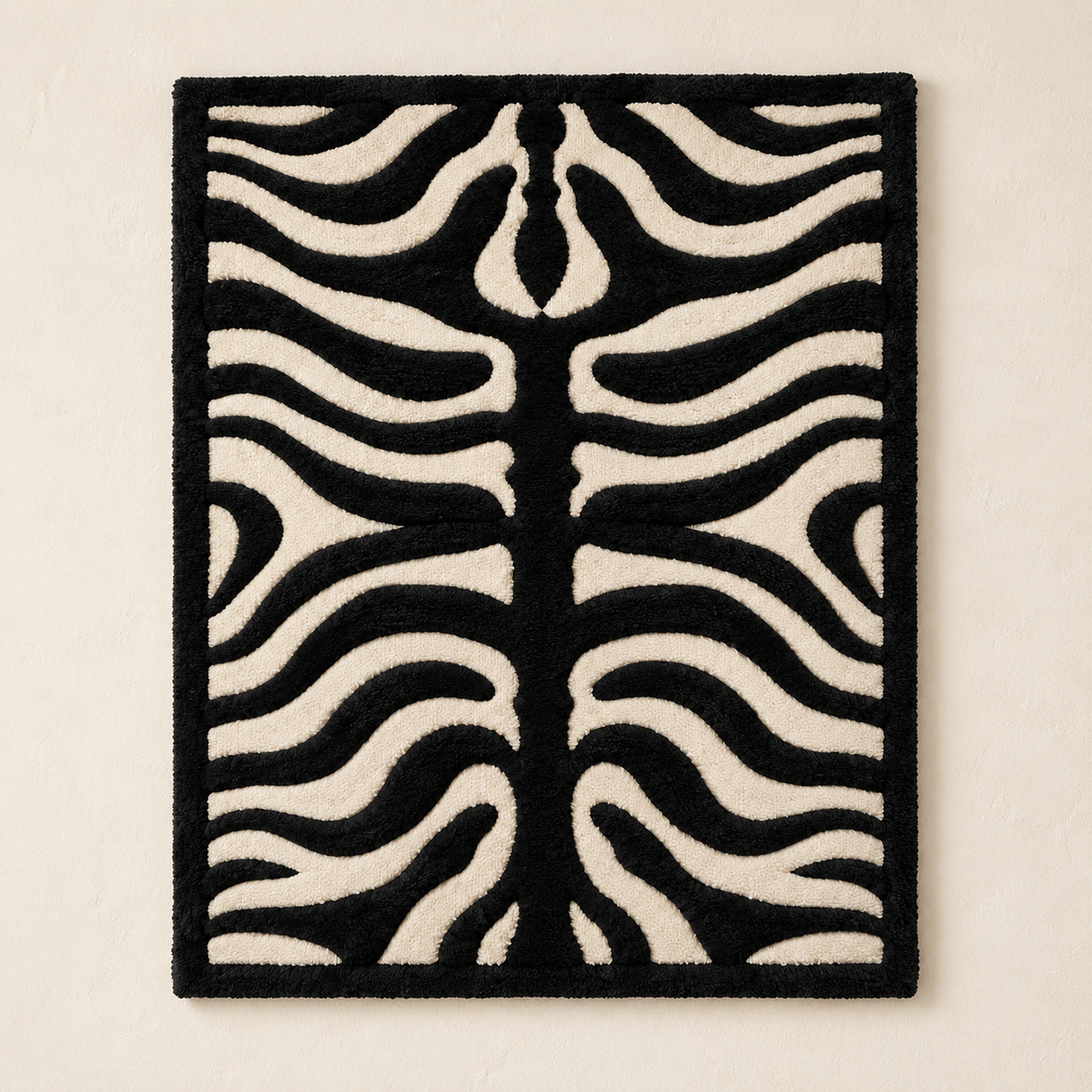 Ivory Zebra Rhythm wall art by Hewn Earth featuring a detailed zebra design on a light background.