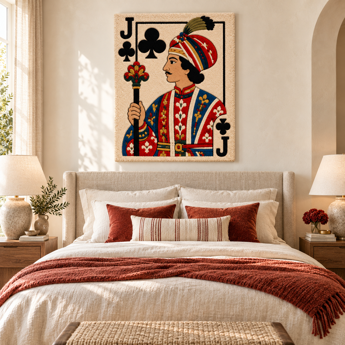 Hewn Earth Jack of Clubs wall art in jewel stripe design, featuring bold colors and geometric pattern for modern home decor.