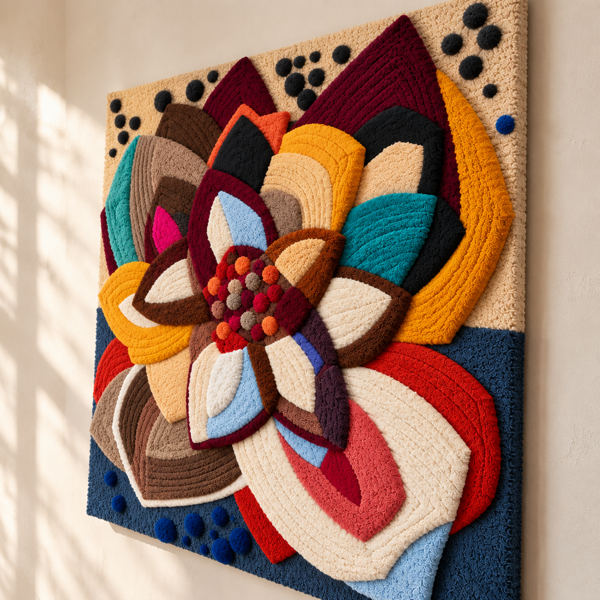 Jewel Petal Rosette by Hewn Earth Studio — angled relief view
