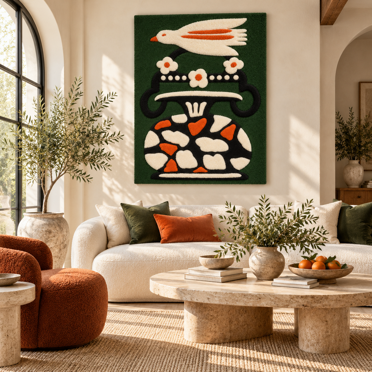 Bird and Floral Vase by Josie — front-facing room scene [room-front]