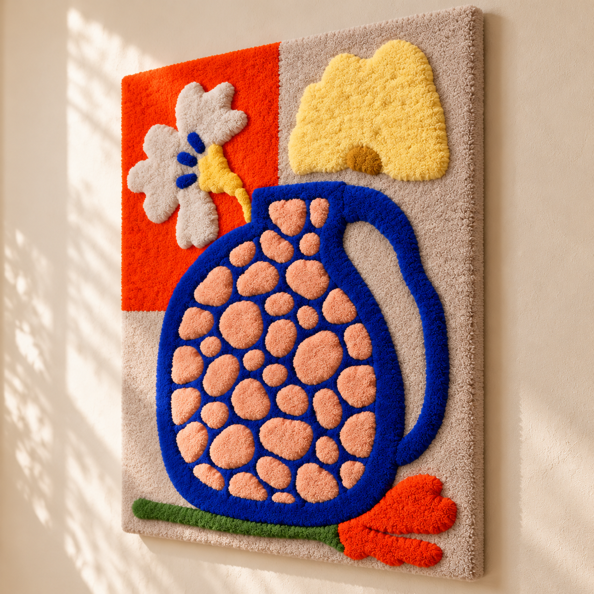 Cobalt Pitcher and Flowers by Josie — angled relief view