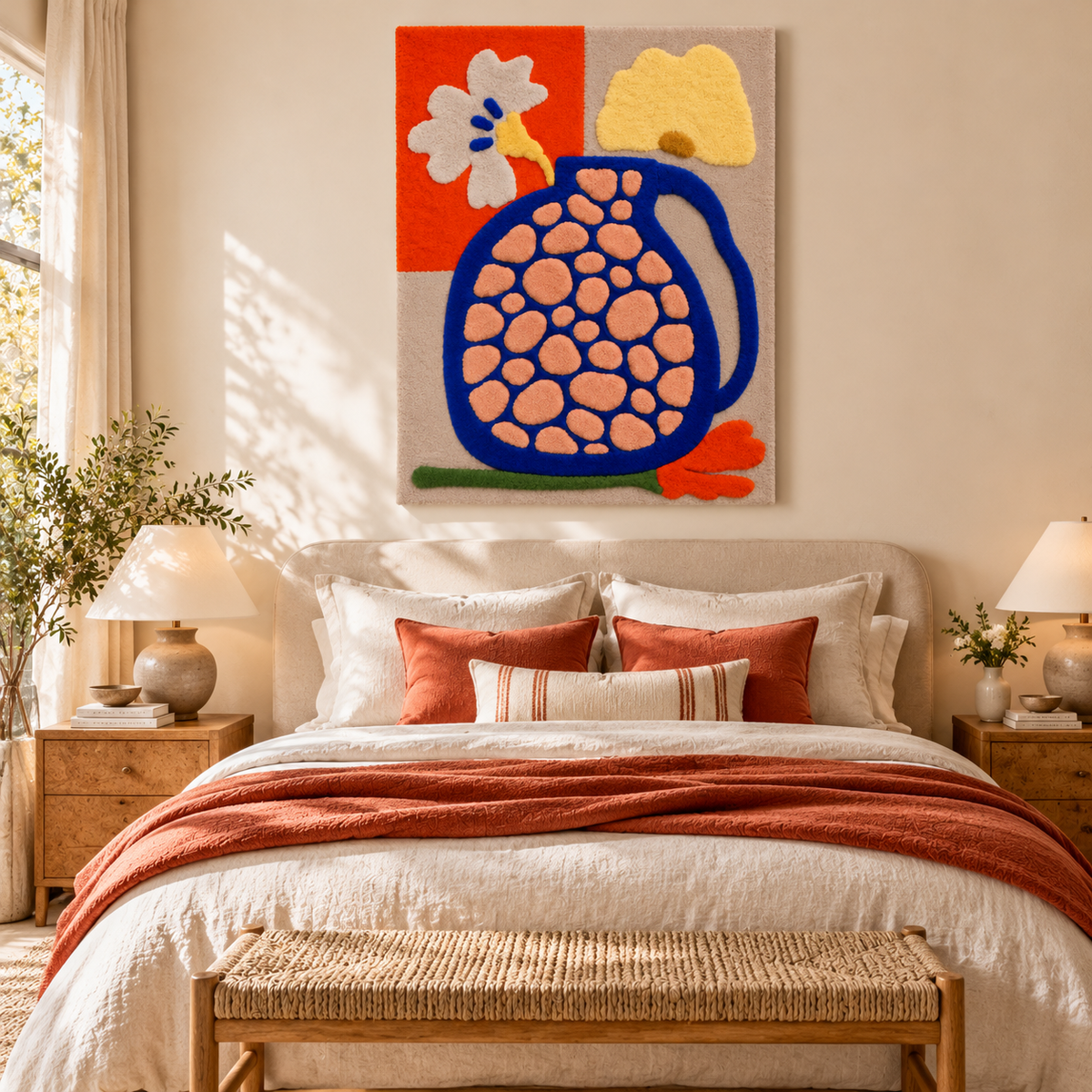 Cobalt Pitcher and Flowers by Josie — room setting