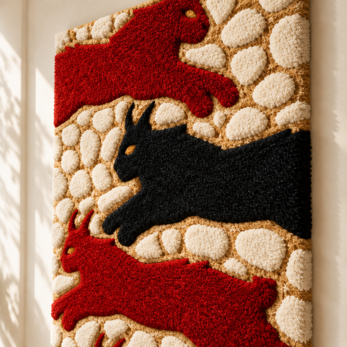 Horned Bulls by Josie — angled relief view