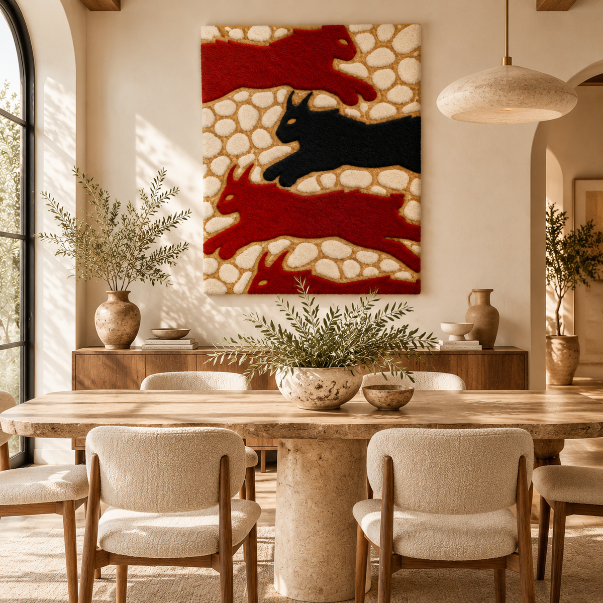 Horned Bulls by Josie — room setting