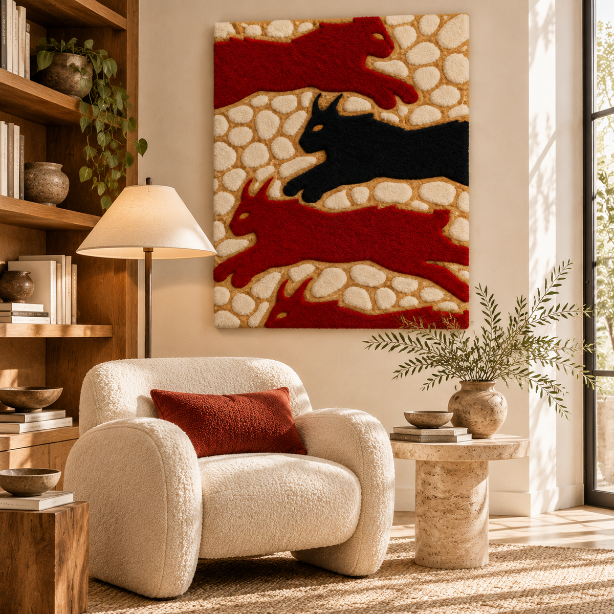 Horned Bulls by Josie — room setting