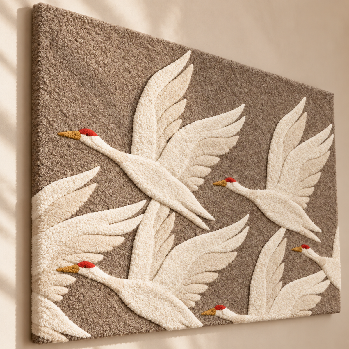 Ivory Cranes in Flight by Josie — angled relief view