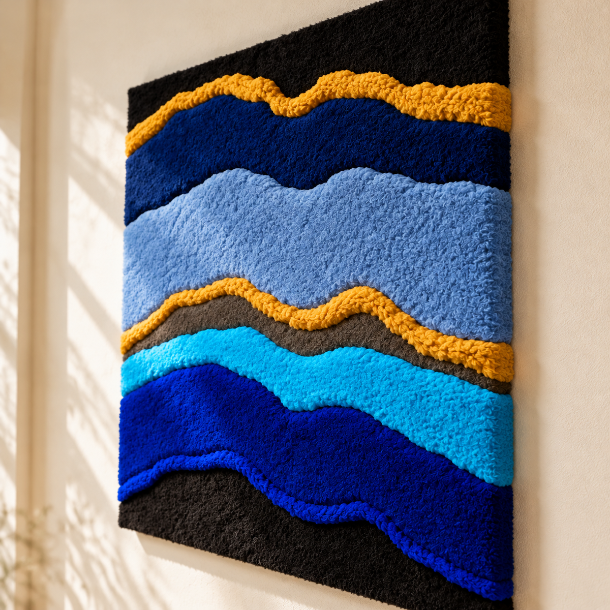 Sculpted Blue Strata by Josie — angled relief view