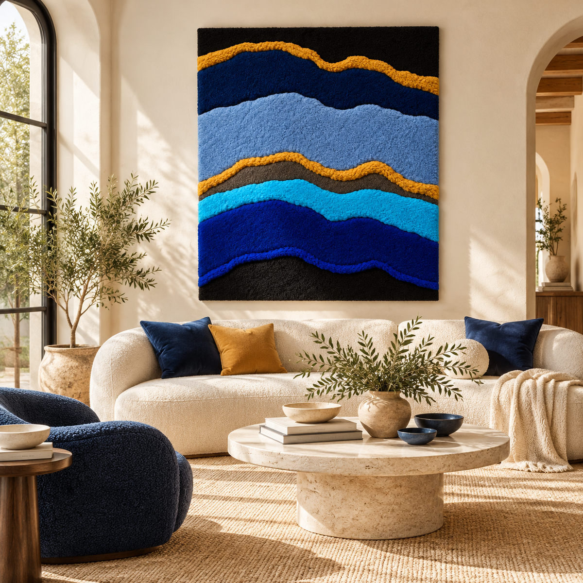 Sculpted Blue Strata by Josie — front-facing room scene [room-front]