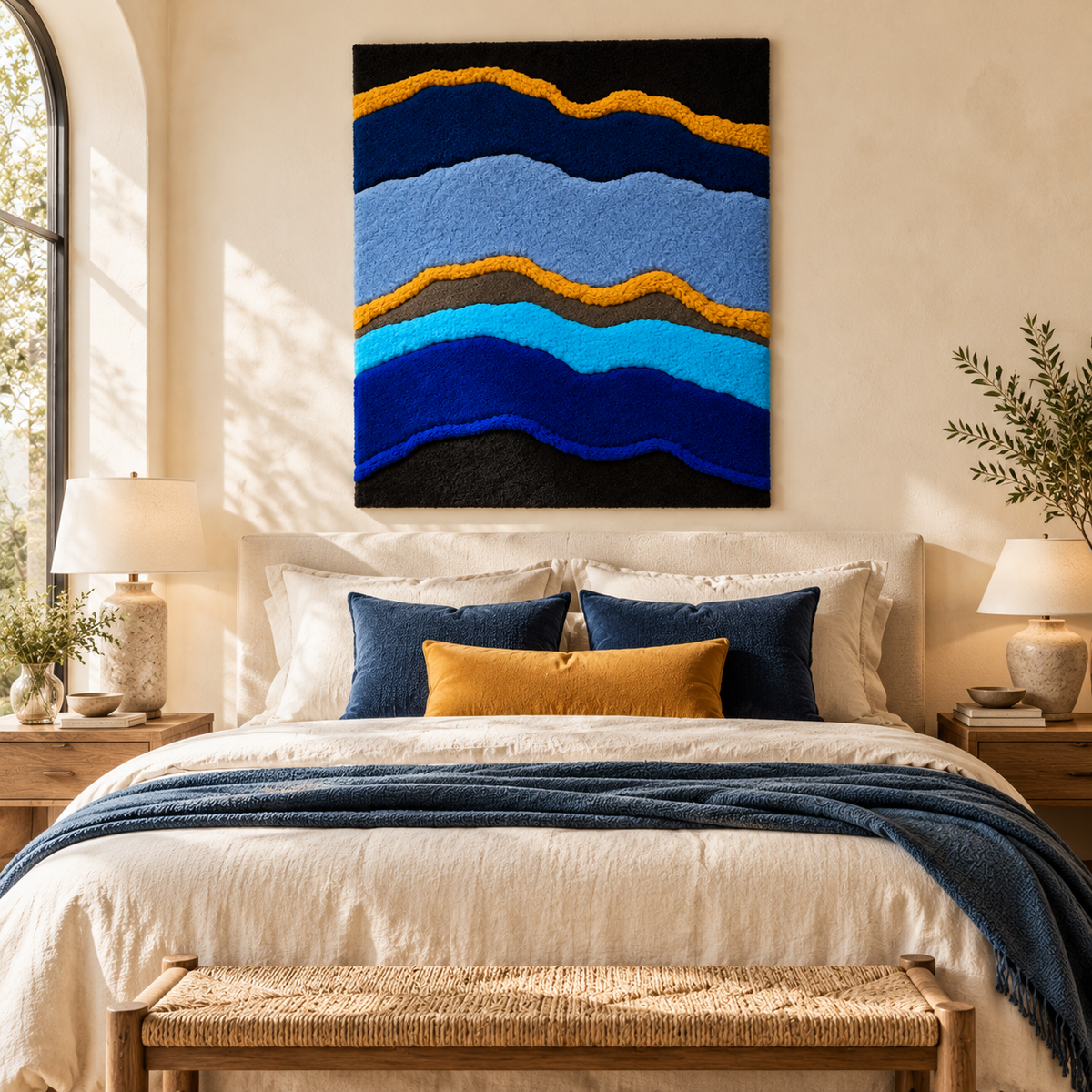 Sculpted Blue Strata by Josie — room setting