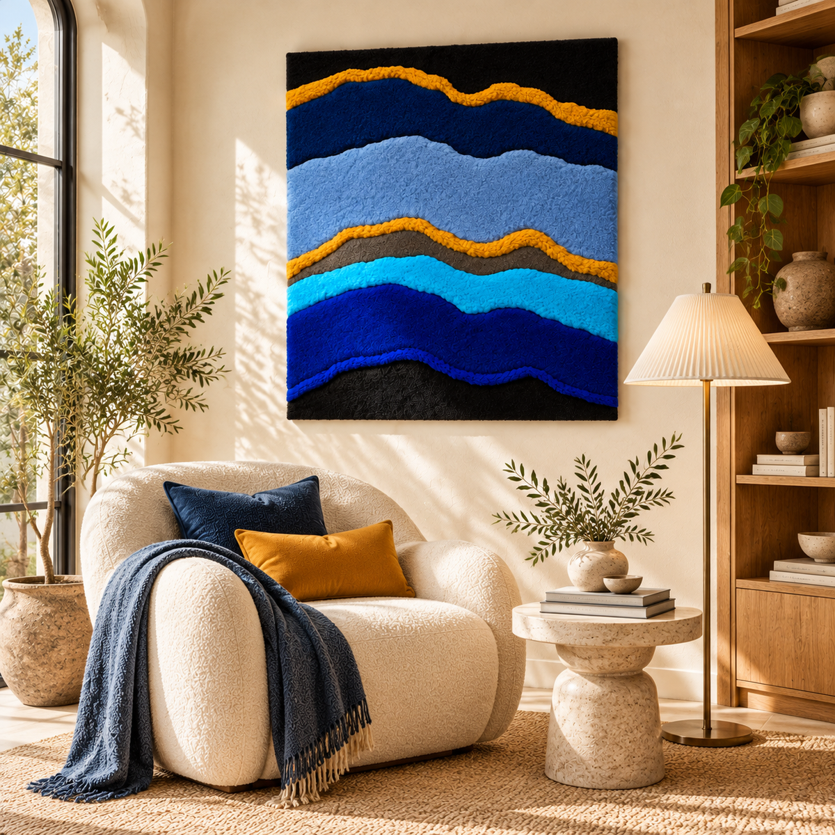 Sculpted Blue Strata by Josie — room setting