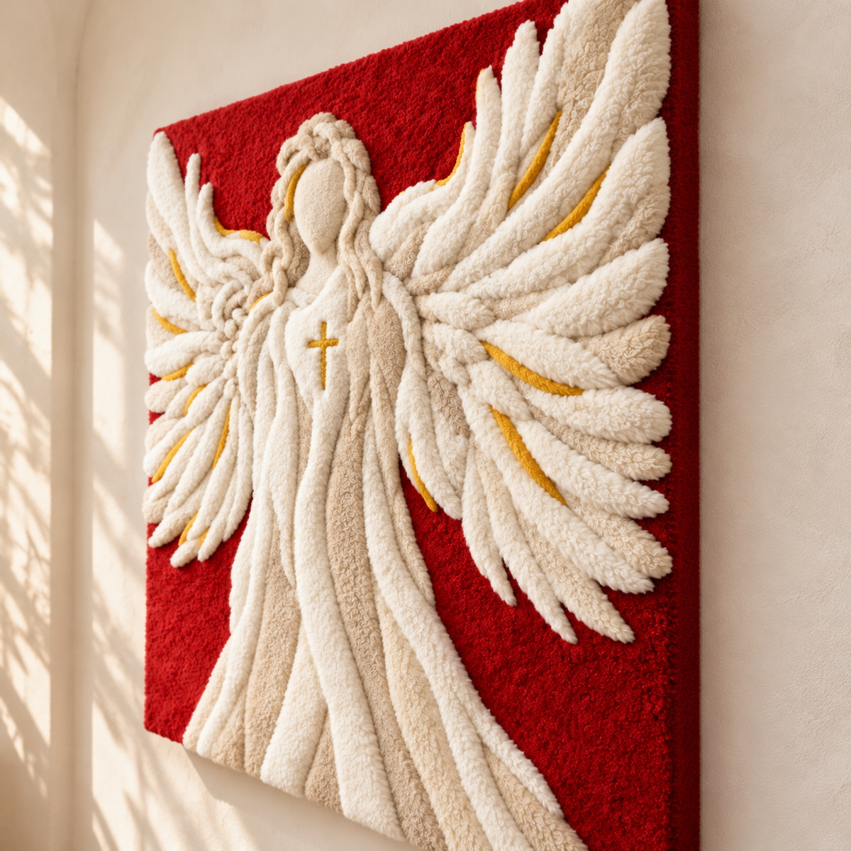 Sculpted Ivory Angel by Josie — angled relief view