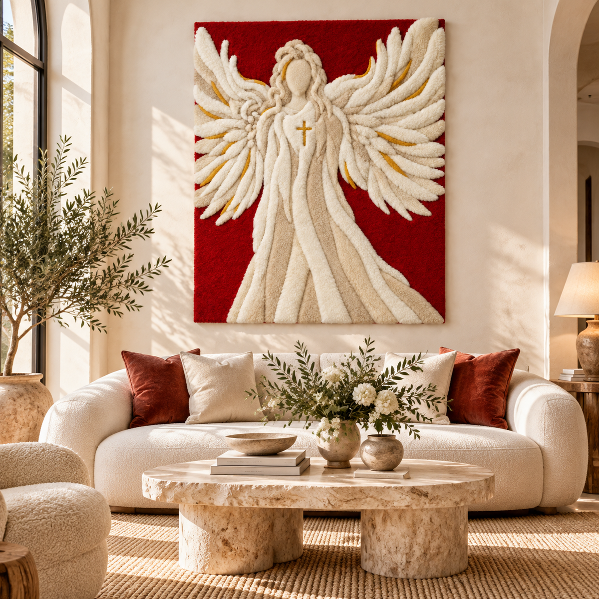 Sculpted Ivory Angel by Josie — front-facing room scene [room-front]