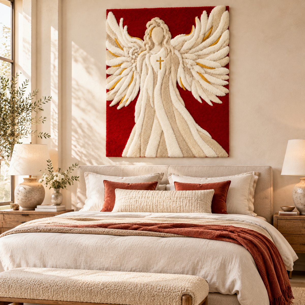 Sculpted Ivory Angel by Josie — room setting