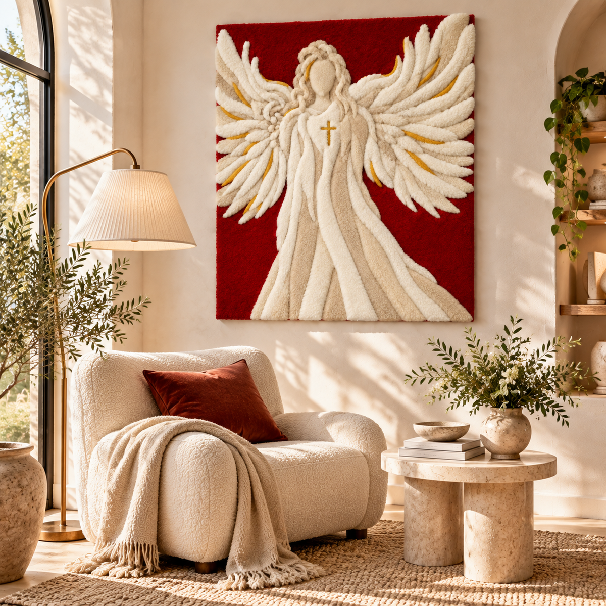 Sculpted Ivory Angel by Josie — room setting