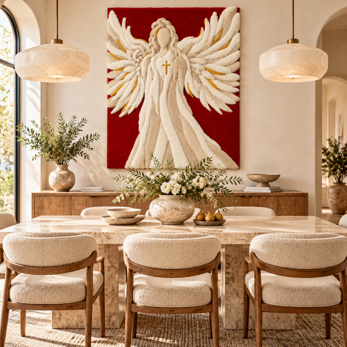 Sculpted Ivory Angel by Josie — room setting