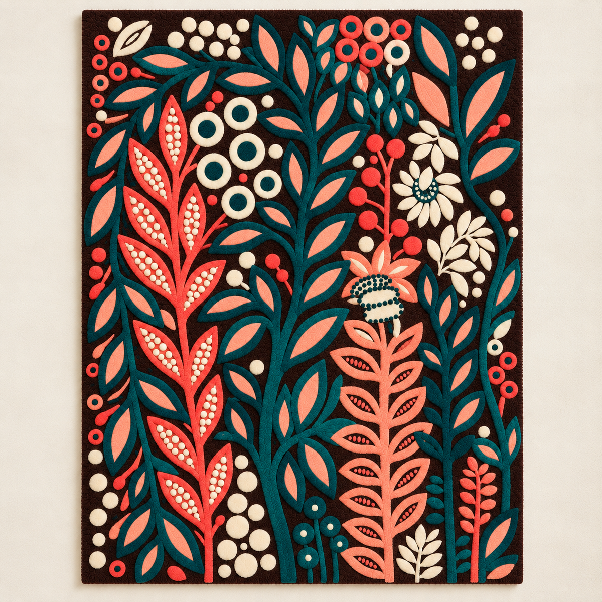 Teal and Coral Botanical Garden by Josie — front product view [product-light]