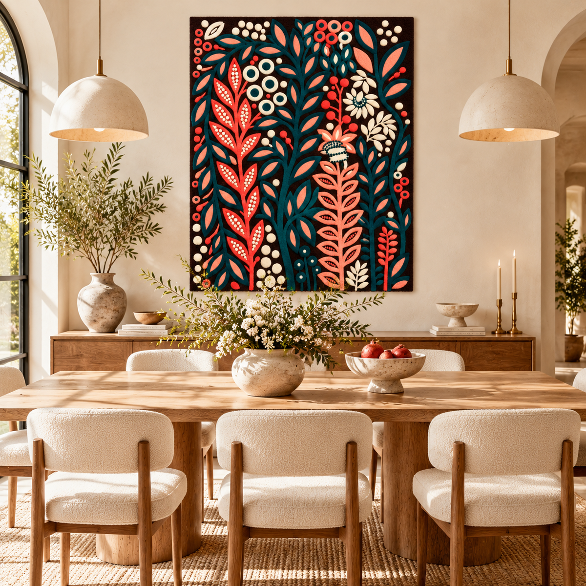 Teal and Coral Botanical Garden by Josie — room setting