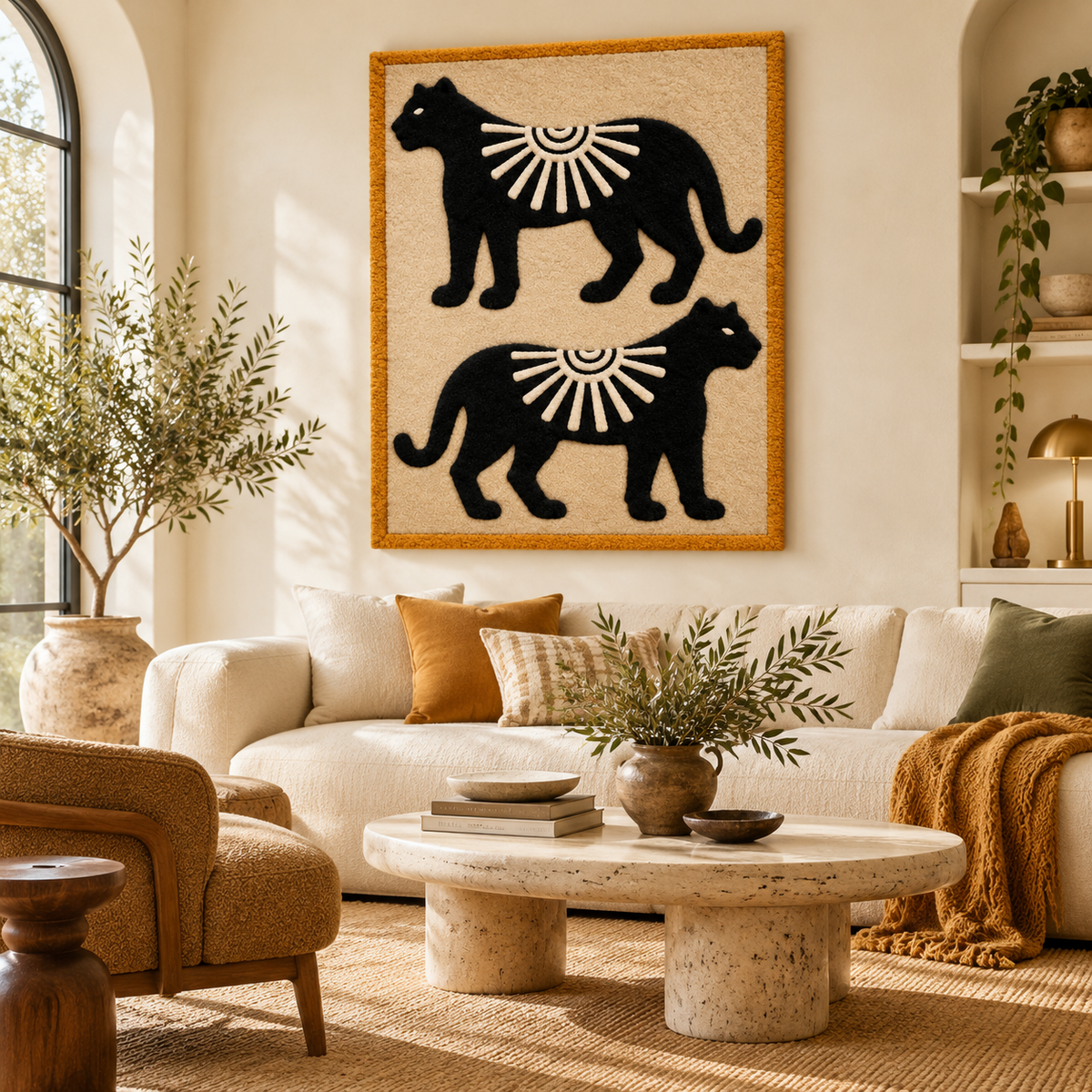 Twin Panther Sunburst by Josie — front-facing room scene [room-front]