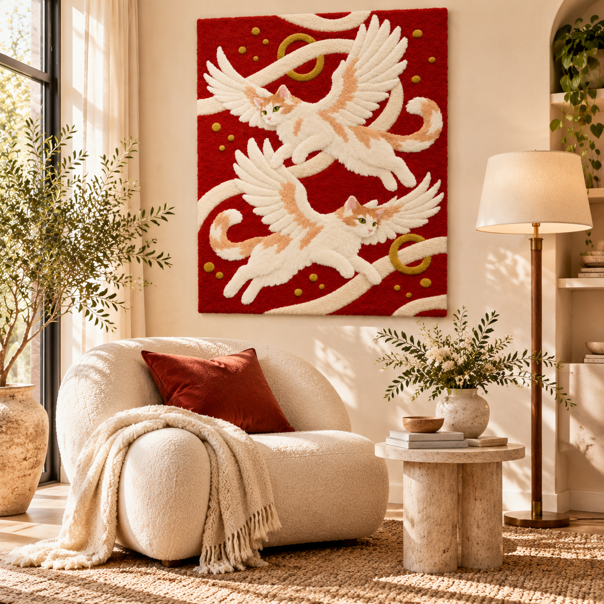 Twin Winged Cats by Josie — room setting