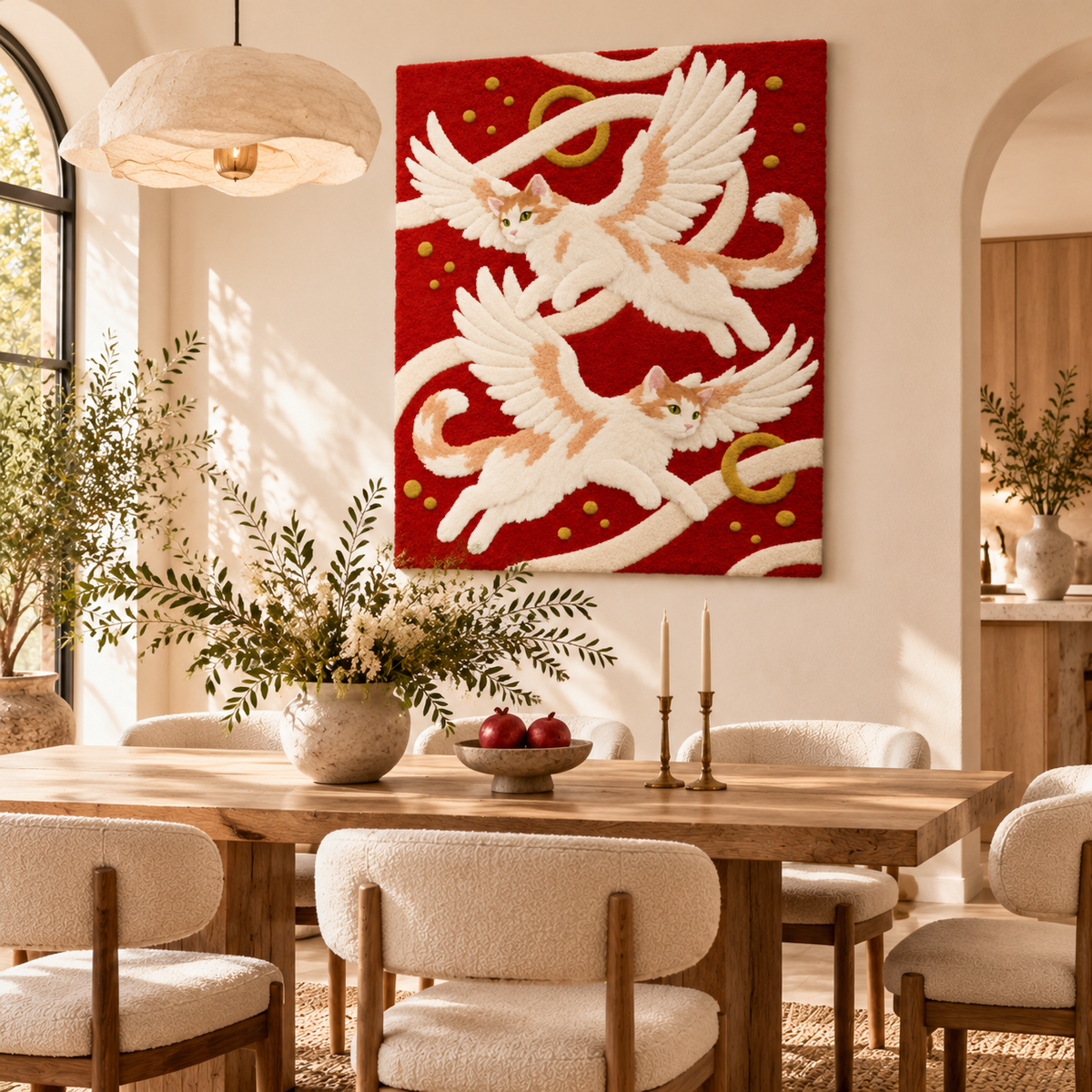 Twin Winged Cats by Josie — room setting