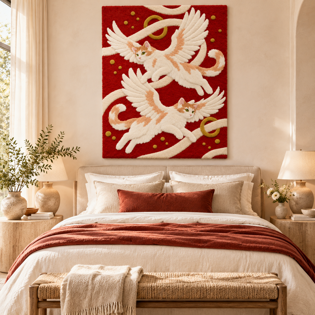 Twin Winged Cats by Josie — room setting