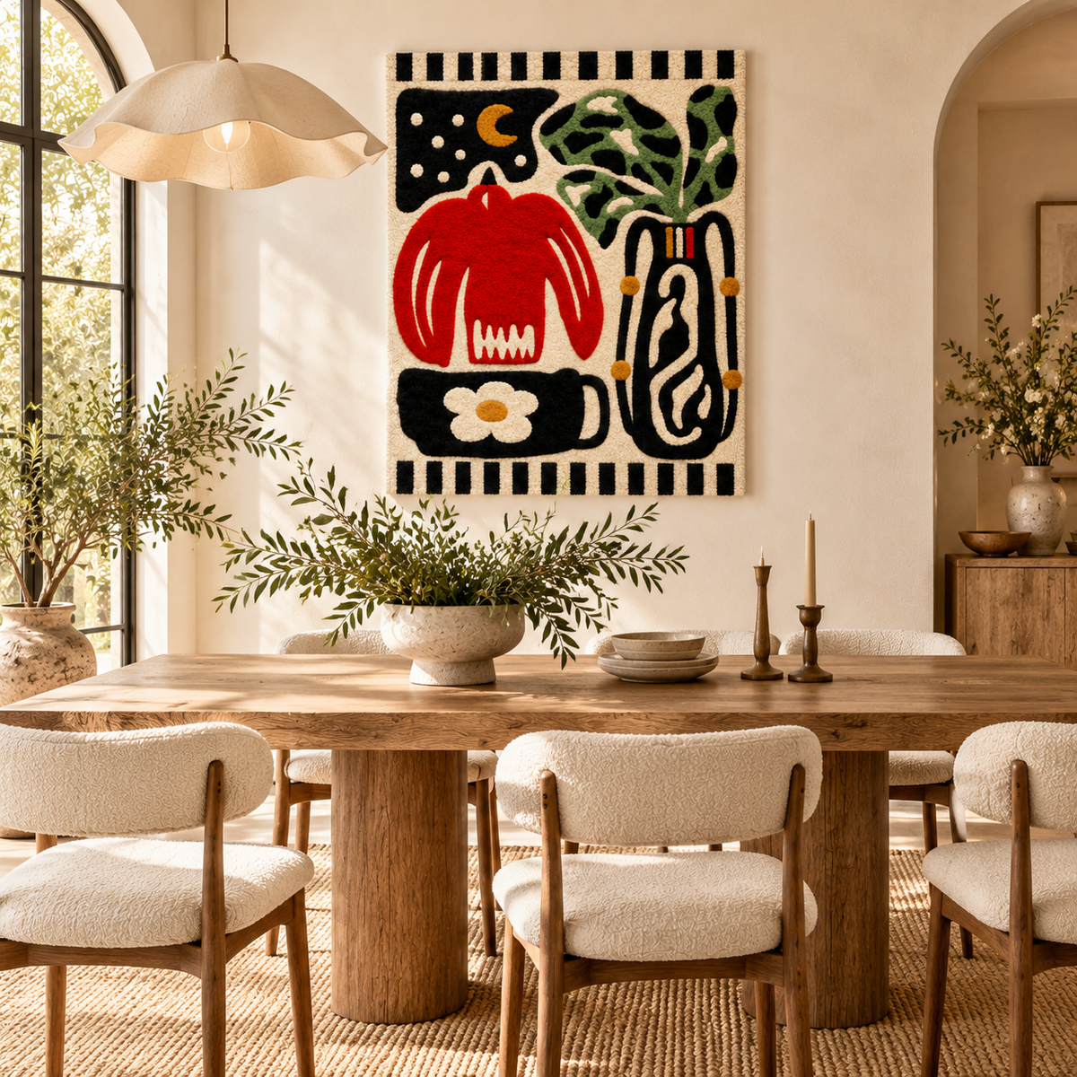 Vase and Flower Under a Crescent Moon by Josie — room setting