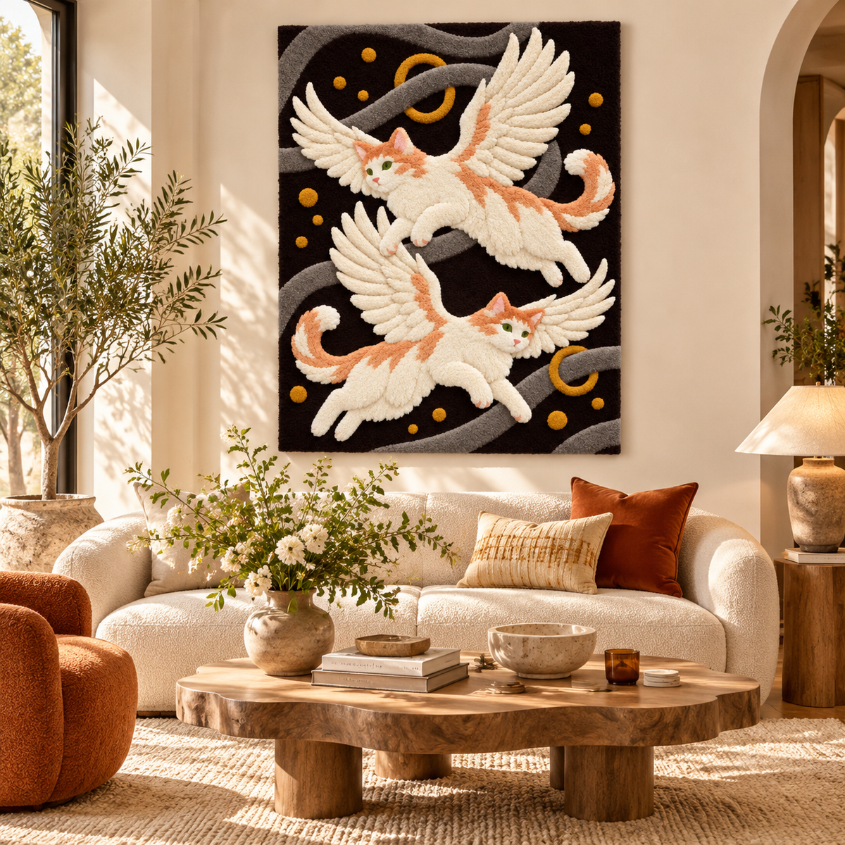 Winged Cats in a Dreamscape by Josie — front-facing room scene [room-front]