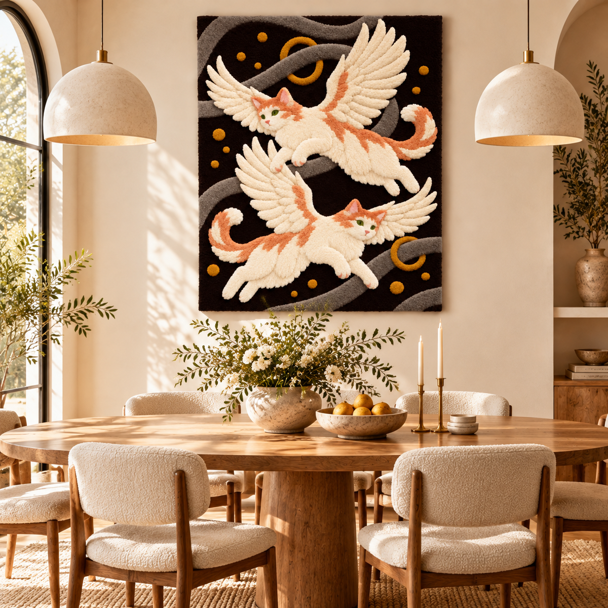 Winged Cats in a Dreamscape by Josie — room setting