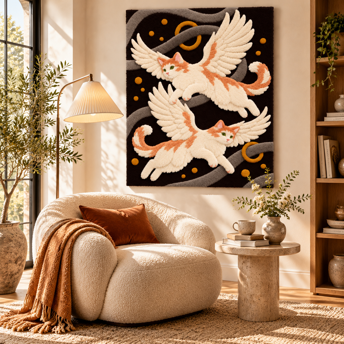 Winged Cats in a Dreamscape by Josie — room setting