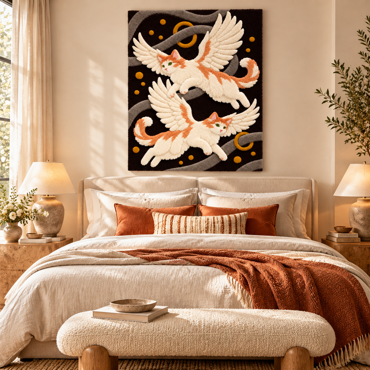 Winged Cats in a Dreamscape by Josie — room setting