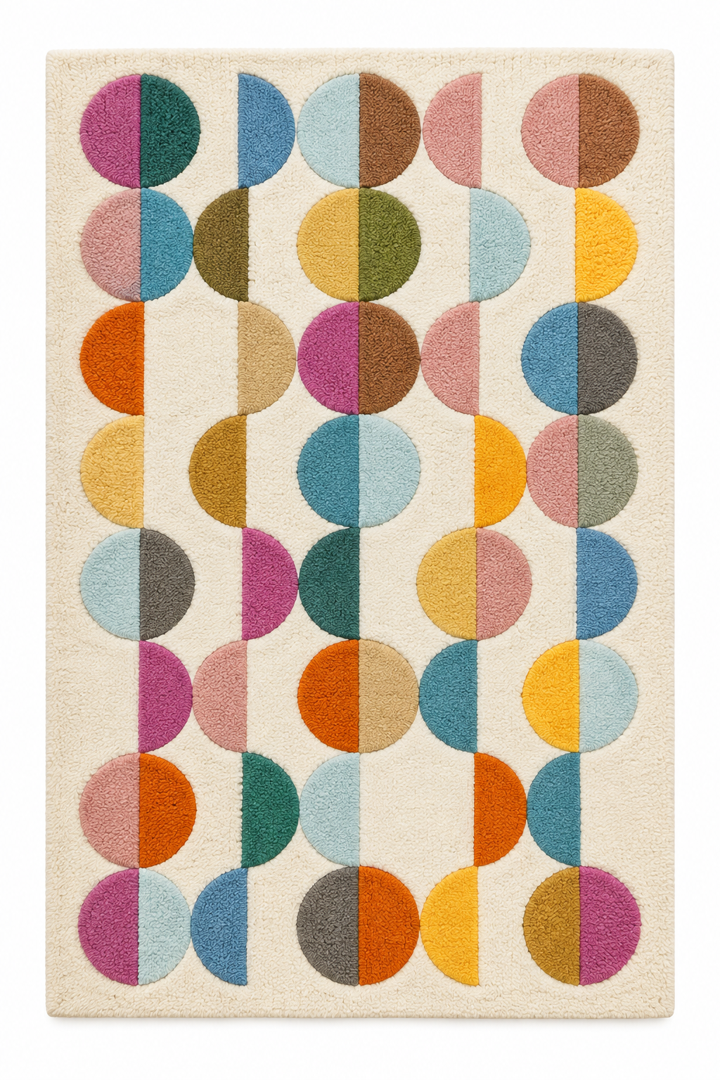 Hewn Earth Kaleidoscope Half Moon Columns wall art with colorful geometric patterns and intricate design details.