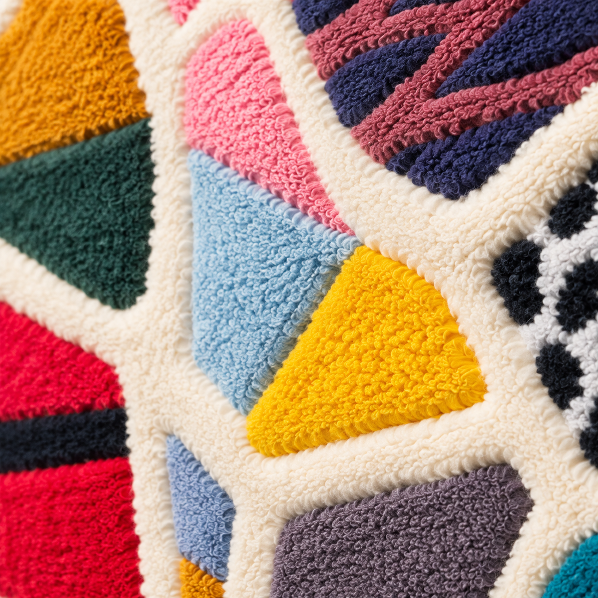 Kaleidoscope Mosaic — tufted wool texture detail