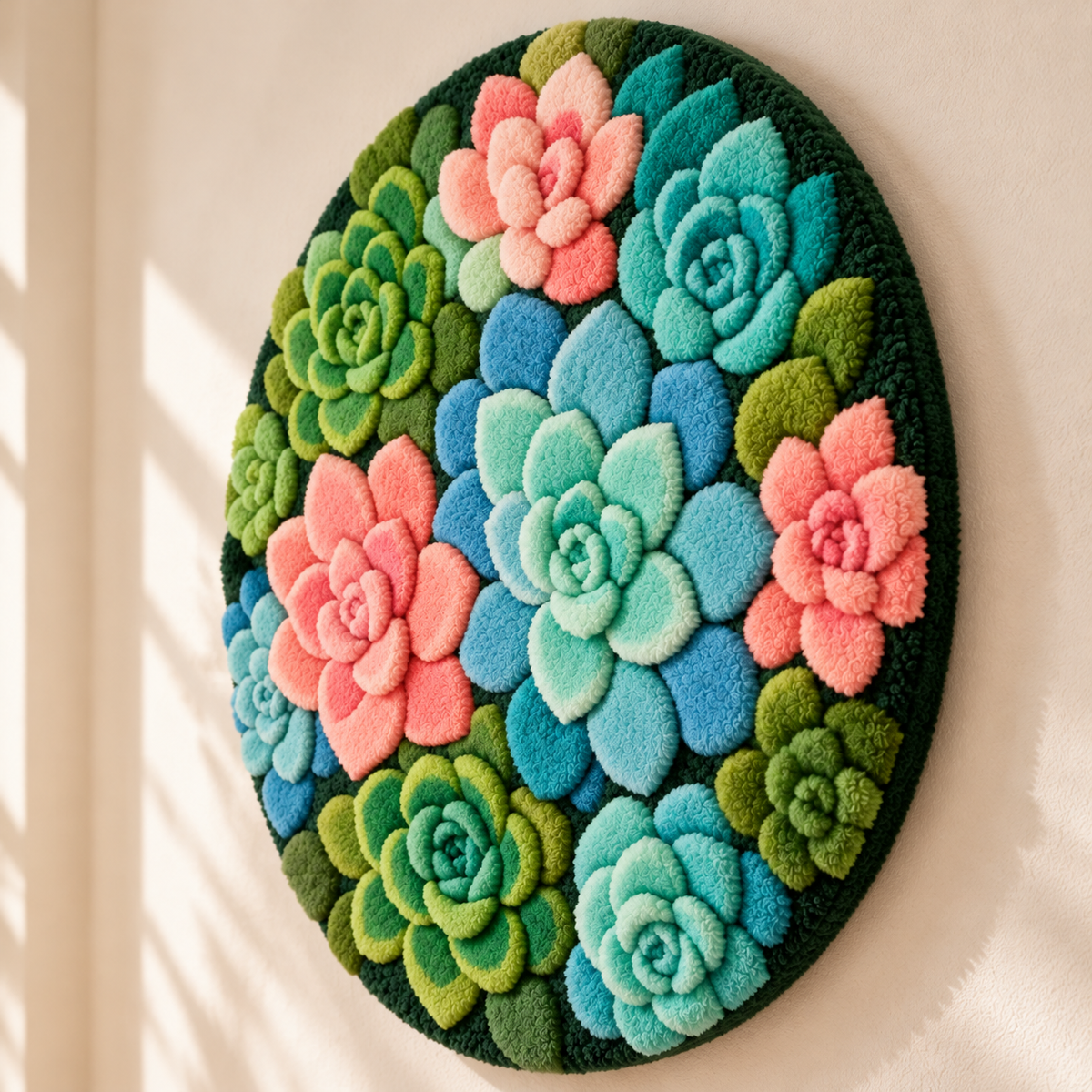 Succulent Circle by Katie Raquel — angled relief view