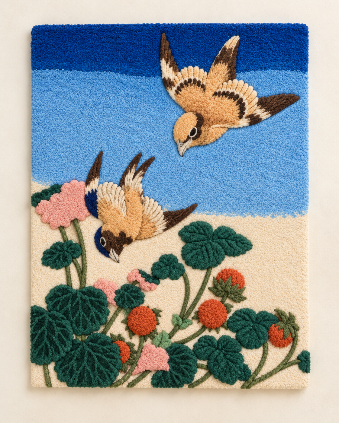Bull-headed Shrike and Bluebird with Begonia and Wild Strawberry by Katsushika Hokusai — additional product view