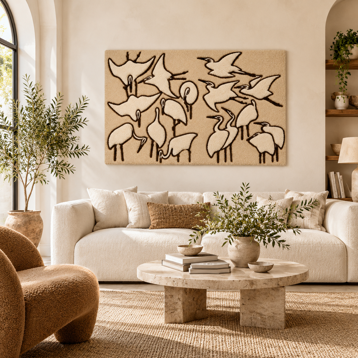 Cranes from Quick Lessons in Simplified Drawing by Katsushika Hokusai — room setting