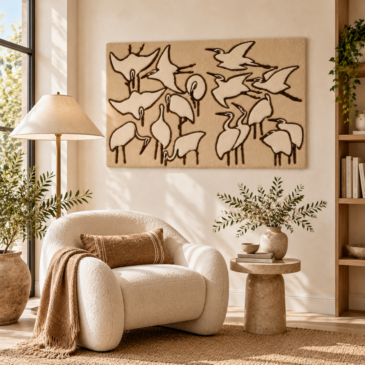 Cranes from Quick Lessons in Simplified Drawing by Katsushika Hokusai — room setting