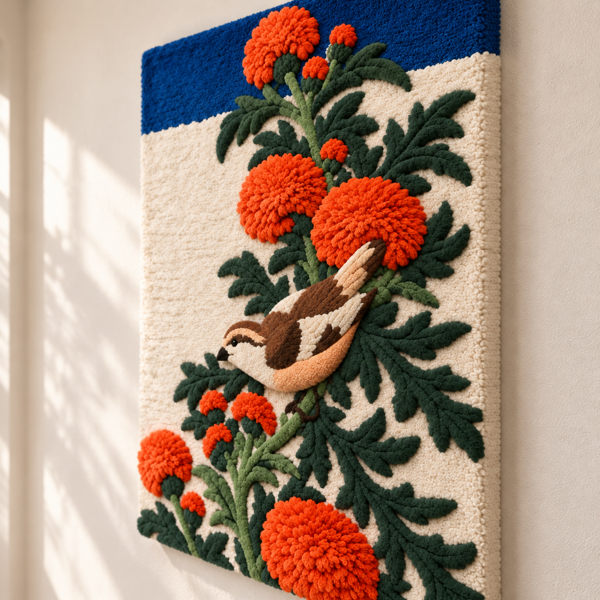 Crossbill and Thistle by Katsushika Hokusai — angled relief view
