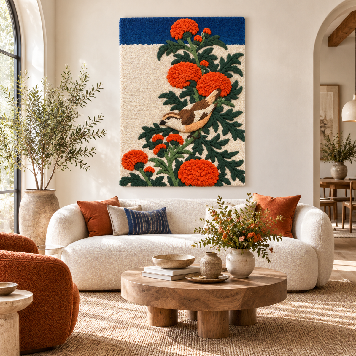 Crossbill and Thistle by Katsushika Hokusai — room setting
