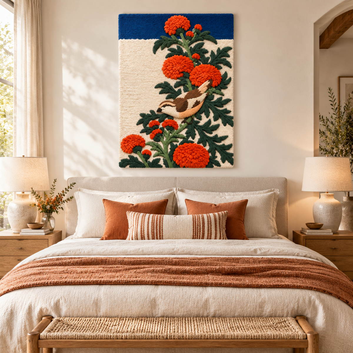 Crossbill and Thistle by Katsushika Hokusai — room setting