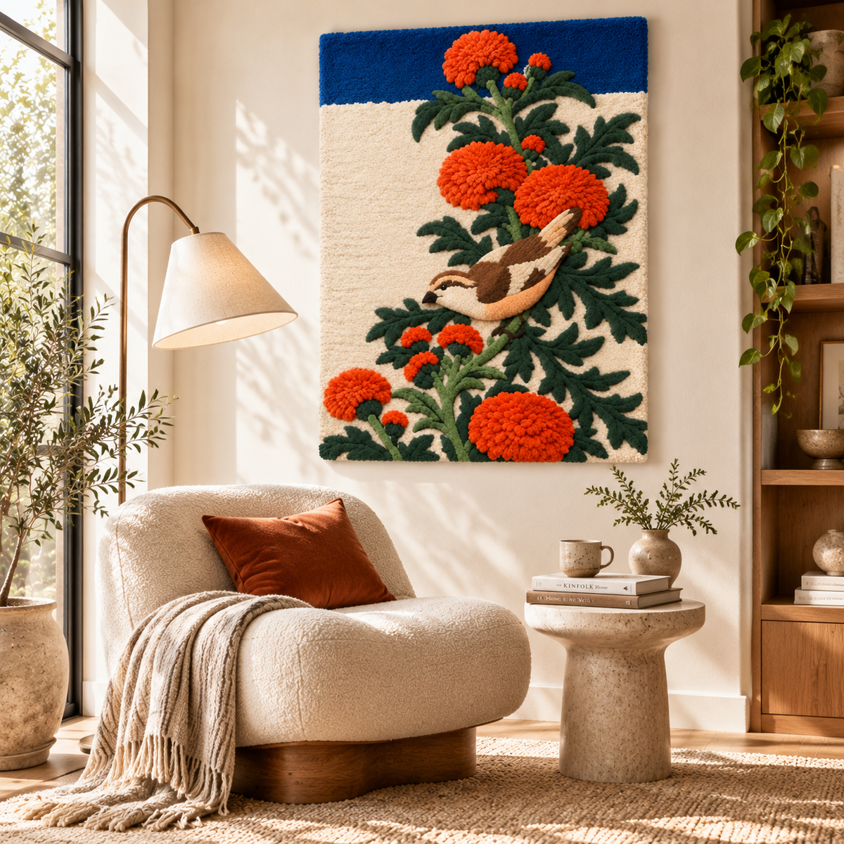 Crossbill and Thistle by Katsushika Hokusai — room setting