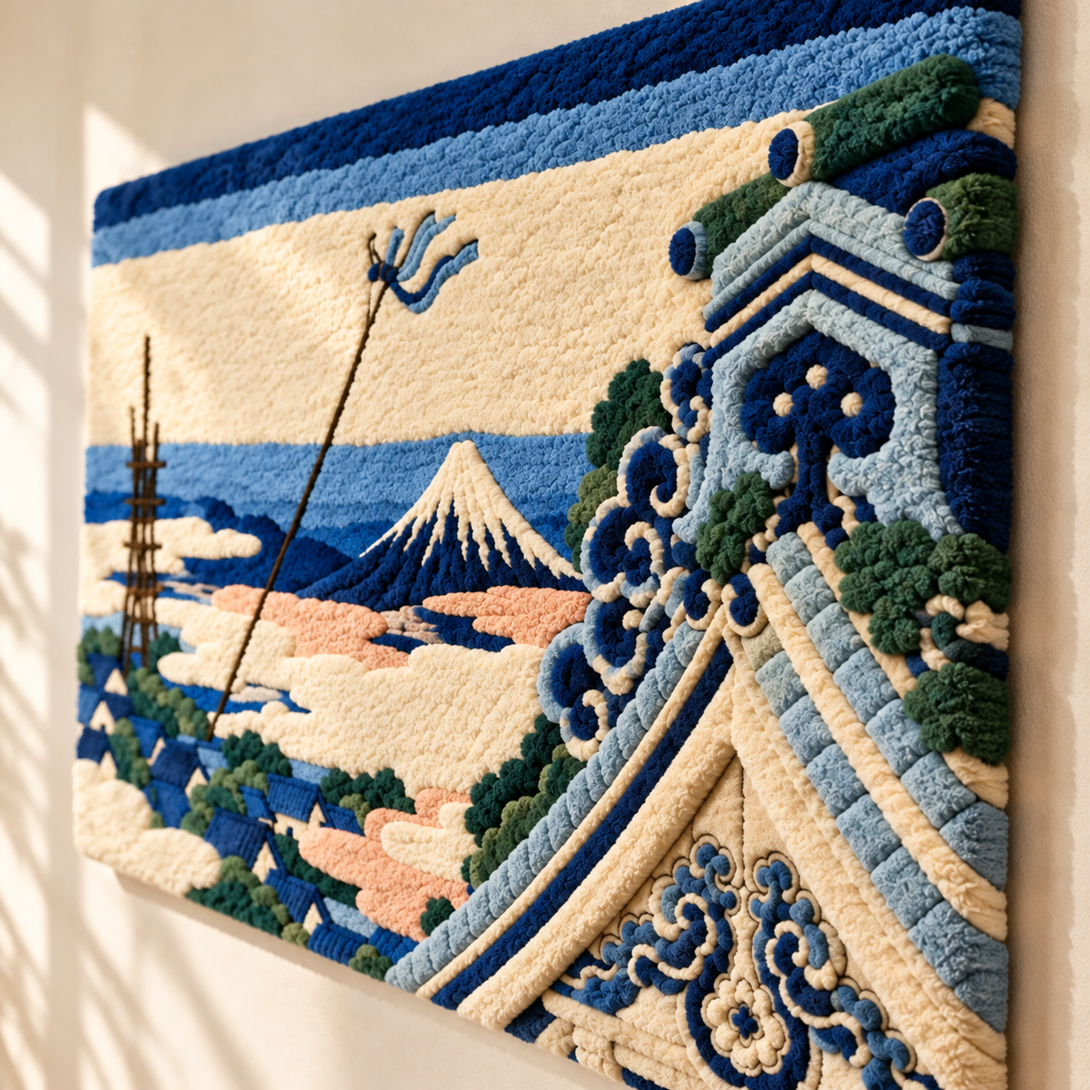 Honganji Temple at Asakusa in Edo by Katsushika Hokusai — angled relief view