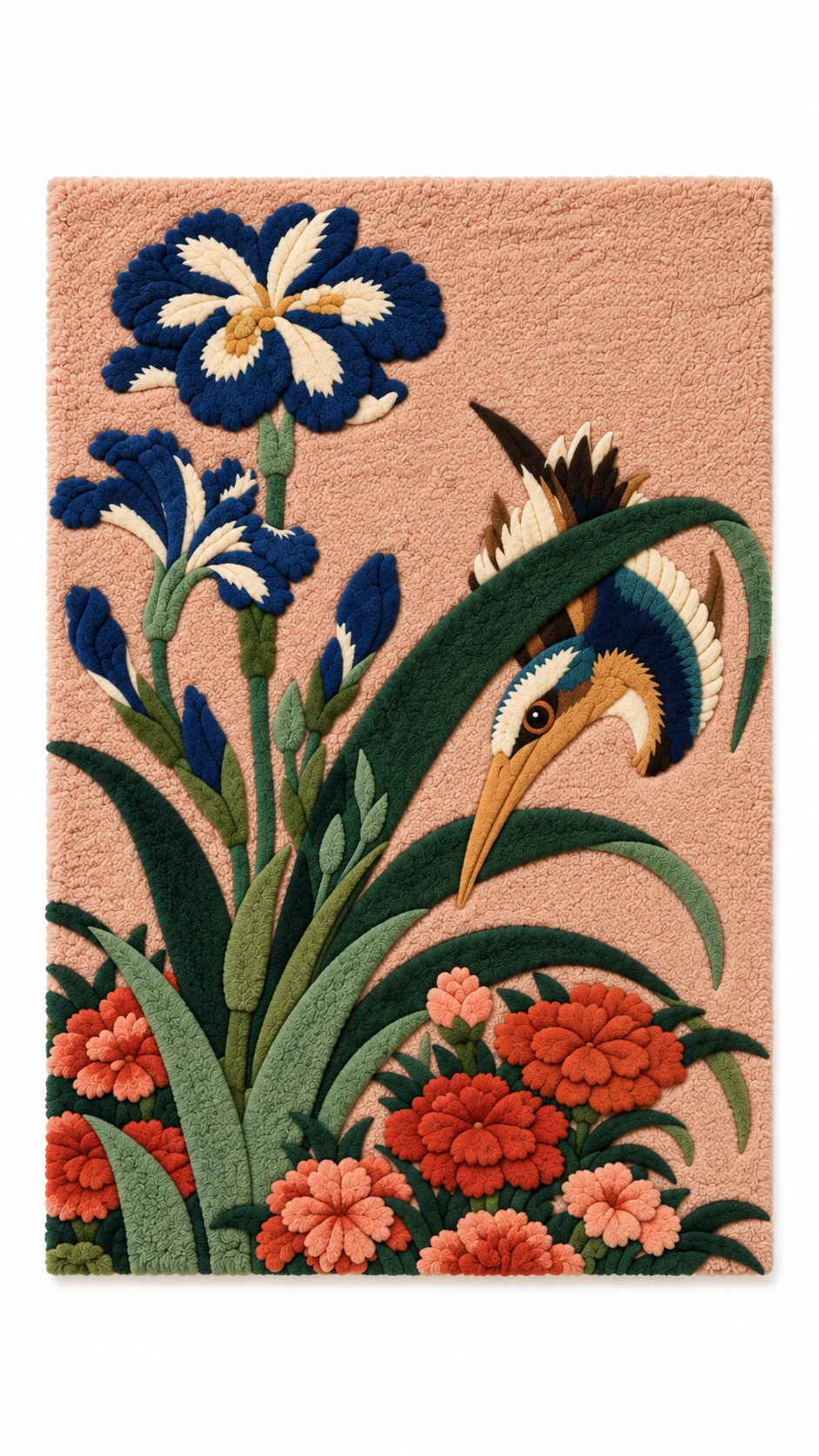 Kingfisher with Iris and Wild Pinks by Katsushika Hokusai — front product view [product-light]