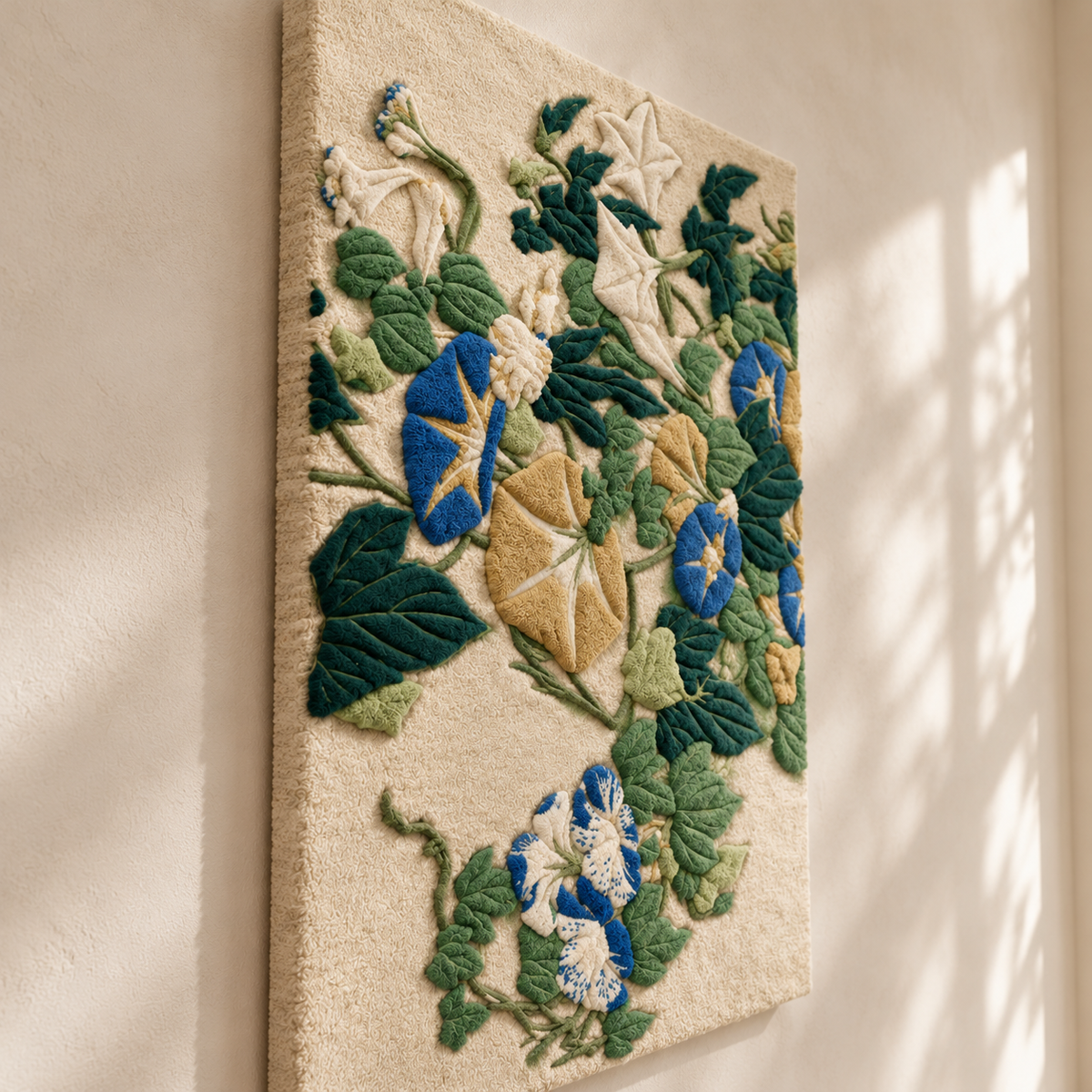 Morning Glories in Flowers and Buds by Katsushika Hokusai — angled relief view