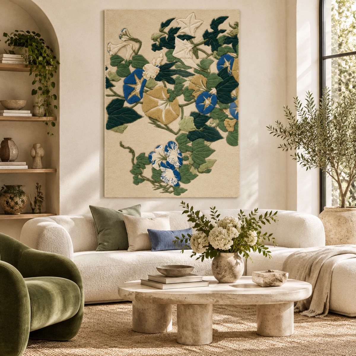 Morning Glories in Flowers and Buds by Katsushika Hokusai — room setting