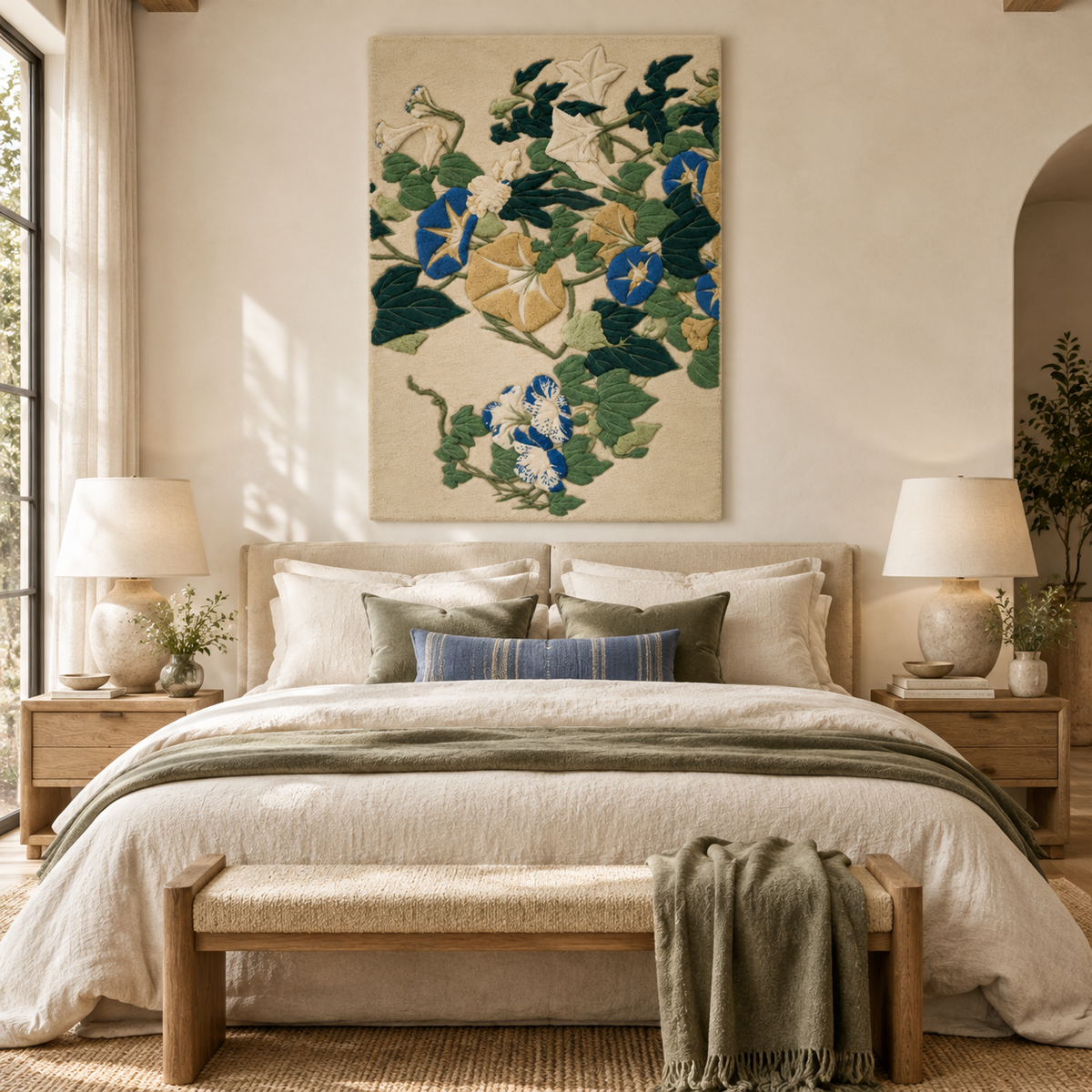 Morning Glories in Flowers and Buds by Katsushika Hokusai — room setting